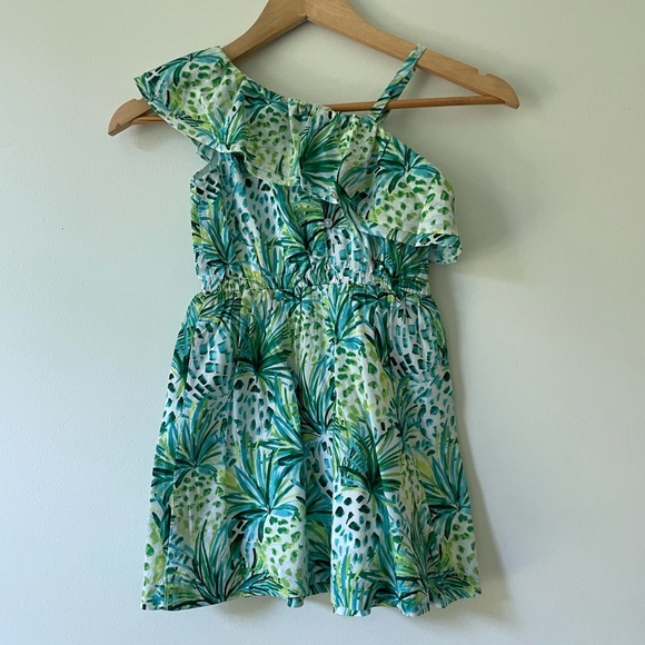 Janie & Jack Tropical Green Floral Dress Size 5 Girls Vacation Cruise Beach - Picture 4 of 8